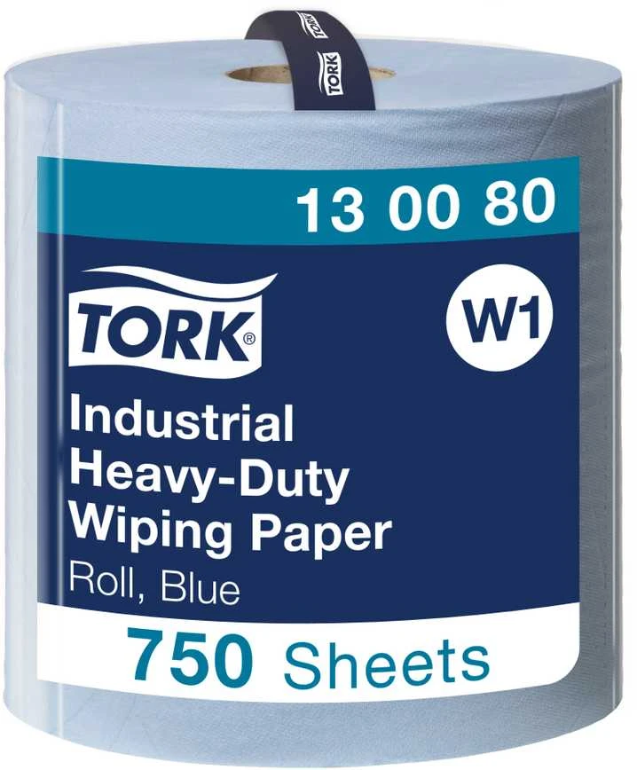 Pramoninis popierius Tork Industrial Heavy-Duty W1, 130080, 3 sluoksniai, mėlynos spalvos, 255m