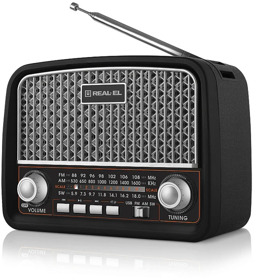 Radijas REAL-EL X-520 juodos spalvos