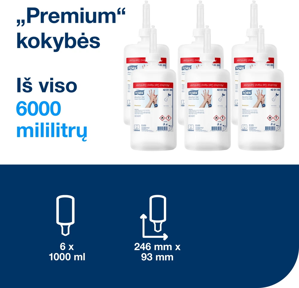 Rankų dezinfekantas Tork Premium Alco Gel S1 (420105), 1l