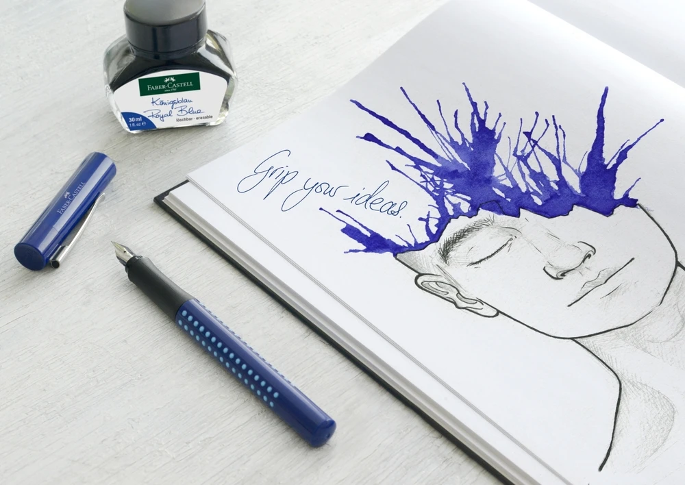Rašalas Faber-Castell, 30ml, stikliniame buteliuke, mėlynos spalvos