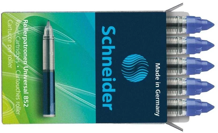 Rašalo kapsulės Schneider 852, skirta roleriui, 5vnt., mėlynos spalvos