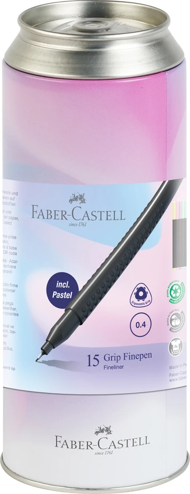 Rašikliai Faber-Castell Finepen GRIP 0.4, 15 spalvų