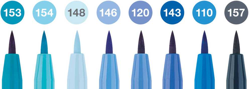 Rašikliai piešimui Faber-Castell Pitt Artist Pen The Blues, 8vnt