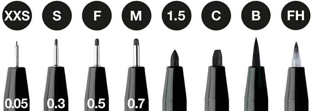 Rašikliai piešimui Faber-Castell Pitt Artist Pen #199, 8vnt (XXS,S,F,M,1.5,C,B,FH)