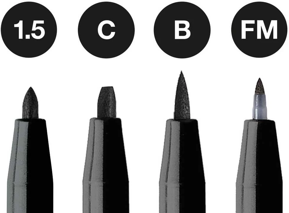 Rašikliai piešimui Faber-Castell Pitt Artist Pen #199, 4vnt (1.5, C, B, FM)