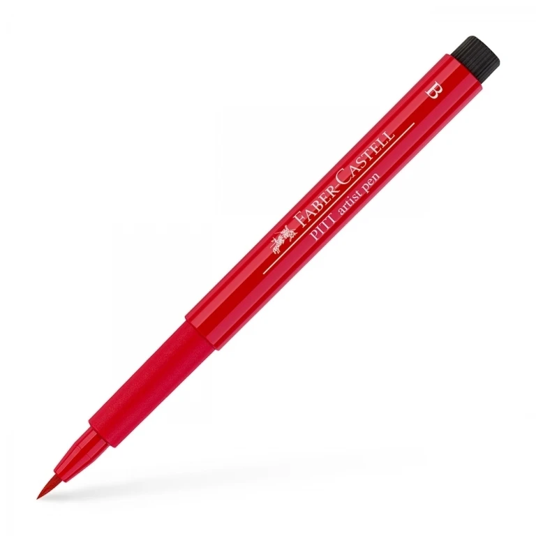 Rašiklis piešimui Faber-Castell PITT Artist Pen B, teptukinis, #219 Deep Scarlet Raudona
