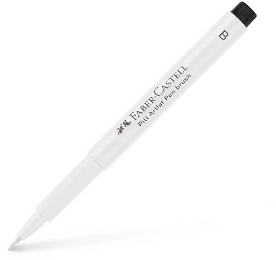 Rašiklis piešimui Faber-Castell PITT Artist Pen B, teptukinis, #101 Baltas