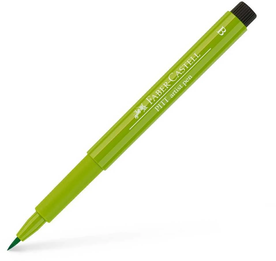 Rašiklis piešimui Faber-Castell PITT Artist Pen B, teptukinis, #170 May Žalias