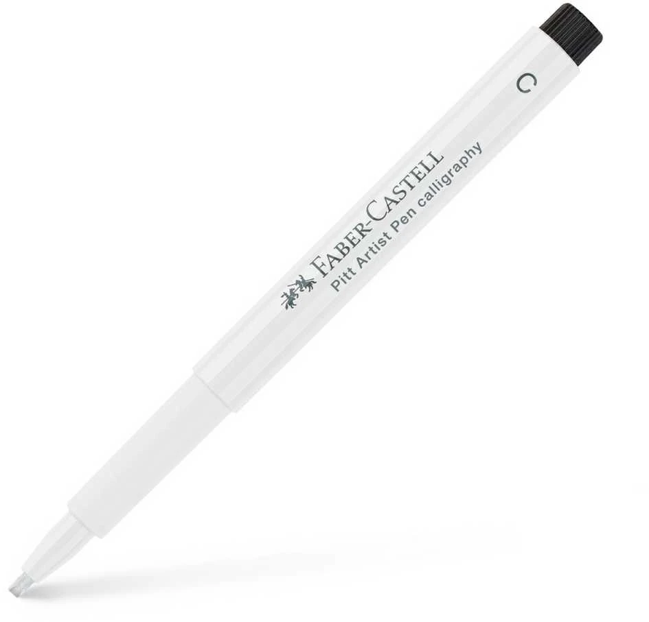 Rašiklis piešimui Faber-Castell PITT Artist Pen C, kaligrafinis, #127 Baltas