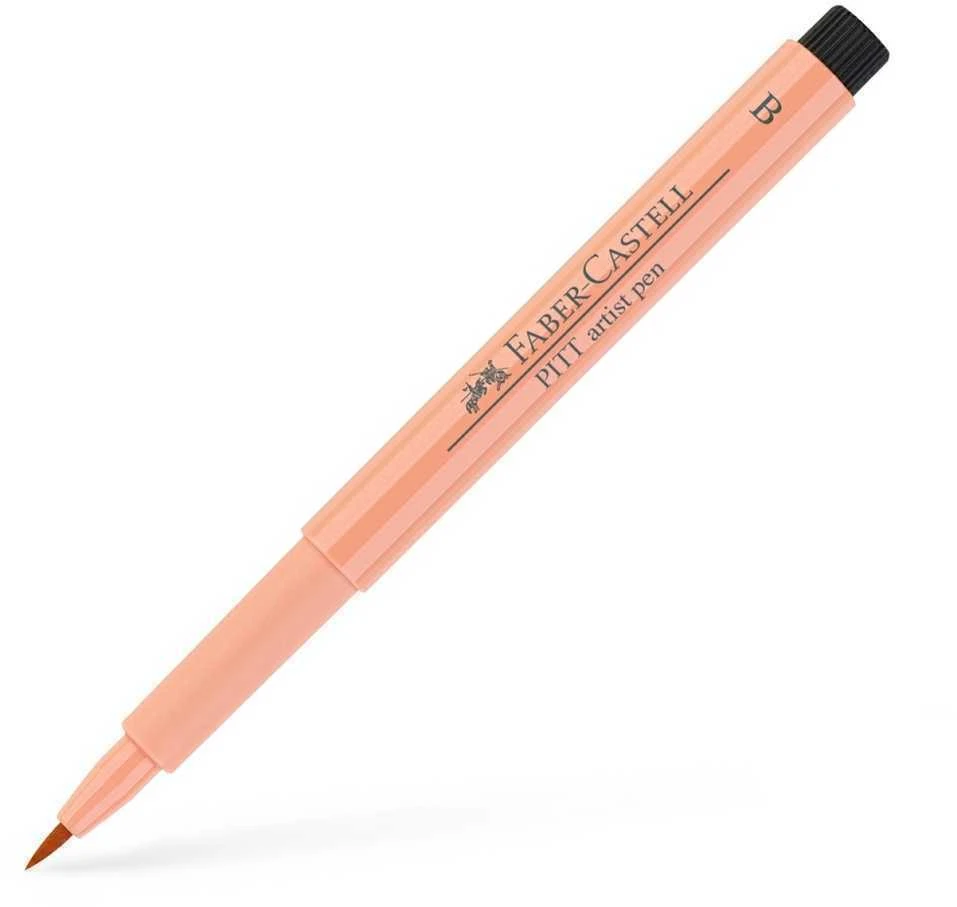 Rašiklis piešimui Faber-Castell PITT Artist Pen B, teptukinis, #132 rusvai gelsvas Raudona