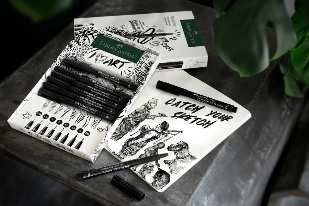 Faber-Castell Rašiklių rinkinys Faber Castel Pitt Artist Pen + eskizų bloknotas