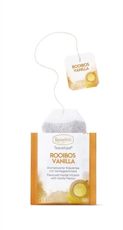 Raudonoji arbata Ronnefeldt Rooibos Vannila, su vokeliu, 25 pakeliai
