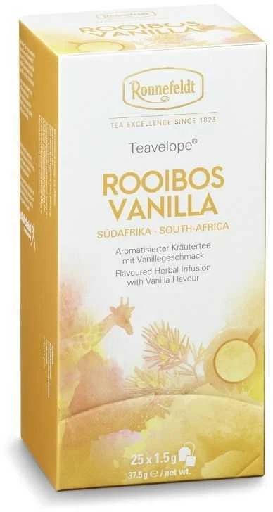 Raudonoji arbata Ronnefeldt Rooibos Vannila, su vokeliu, 25 pakeliai