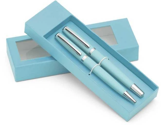 Blue Collection Rinkinys rašiklis+tušinukas Colorado metalinis, dėžutėje, žydros spalvos