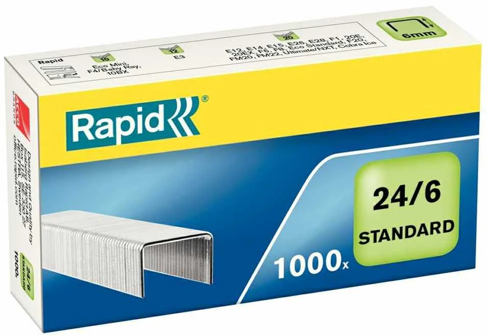 Sąsagėlės Rapid Standart 24/6, 1000 vnt. varinės