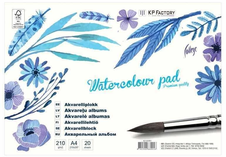 Sąsiuvinis akvarelei College, A4, 210g, 20 lapų