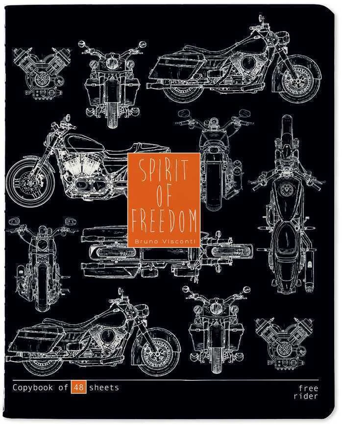 Sąsiuvinis Bruno Visconti, Blueprint Moto, A5, 48 lapai, langeliais