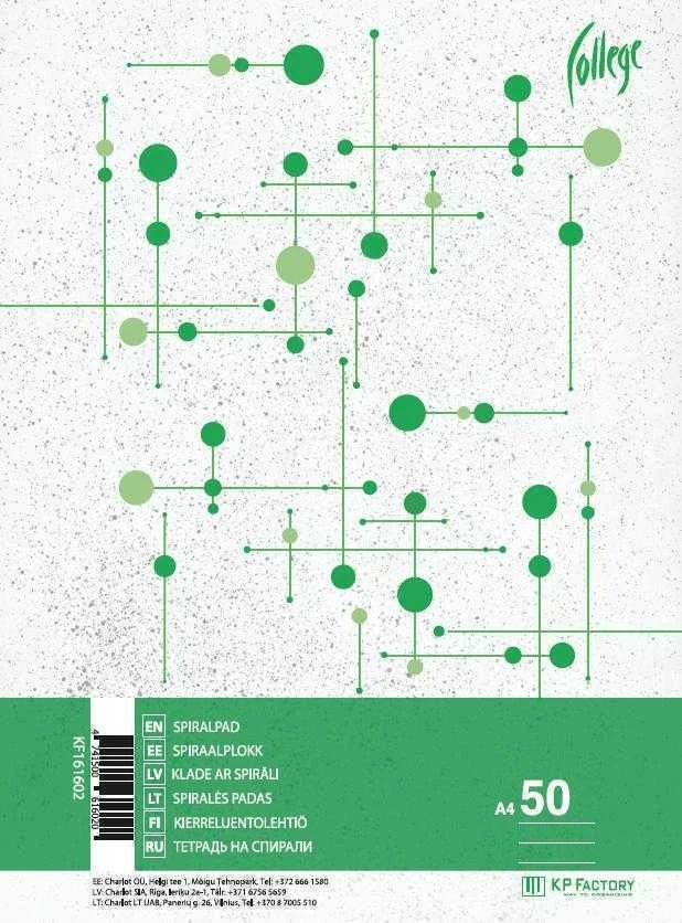 Sąsiuvinis College Circles, A4, 50 lapų, linijomis, su spirale šone