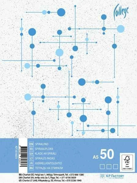Sąsiuvinis College Circles, A5, 50 lapų, su spirale šone, langeliais