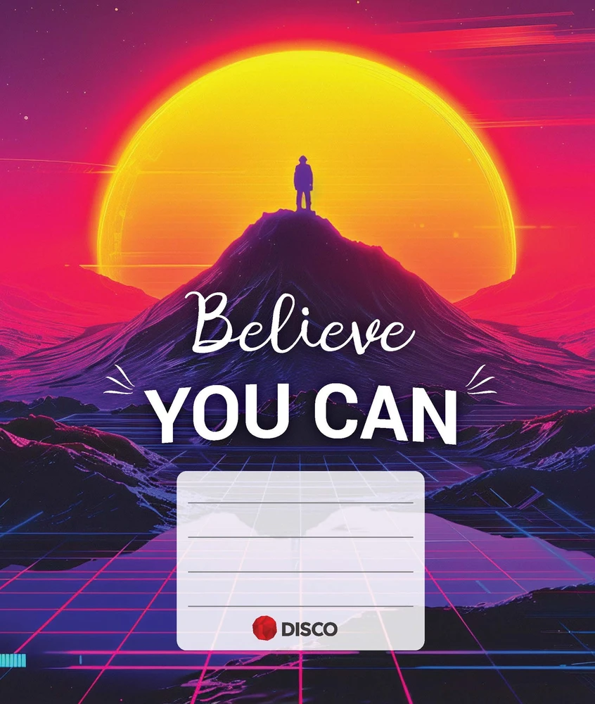 Lulucom Sąsiuvinis Disco motivation su citatomis, (5-12 klasės), 32 lapų, langeliais