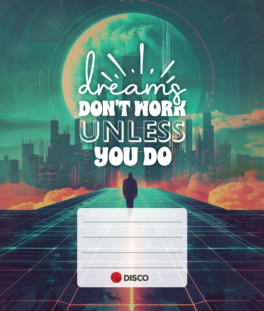 Sąsiuvinis Disco motivation su citatomis, (5-12 klasės), 32 lapų, linijomis