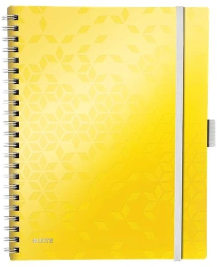Sąsiuvinis Leitz Be Mobile Book WOW, A4, susegtas spirale, kietu viršeliu, langeliais, geltonos spalvos