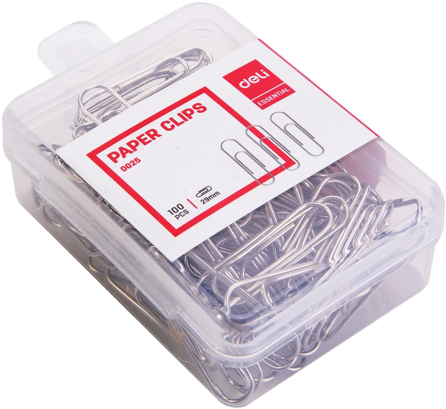 Sąvaržėlės DELI 29mm 100vnt/pak, plastikinėje dėžutėje