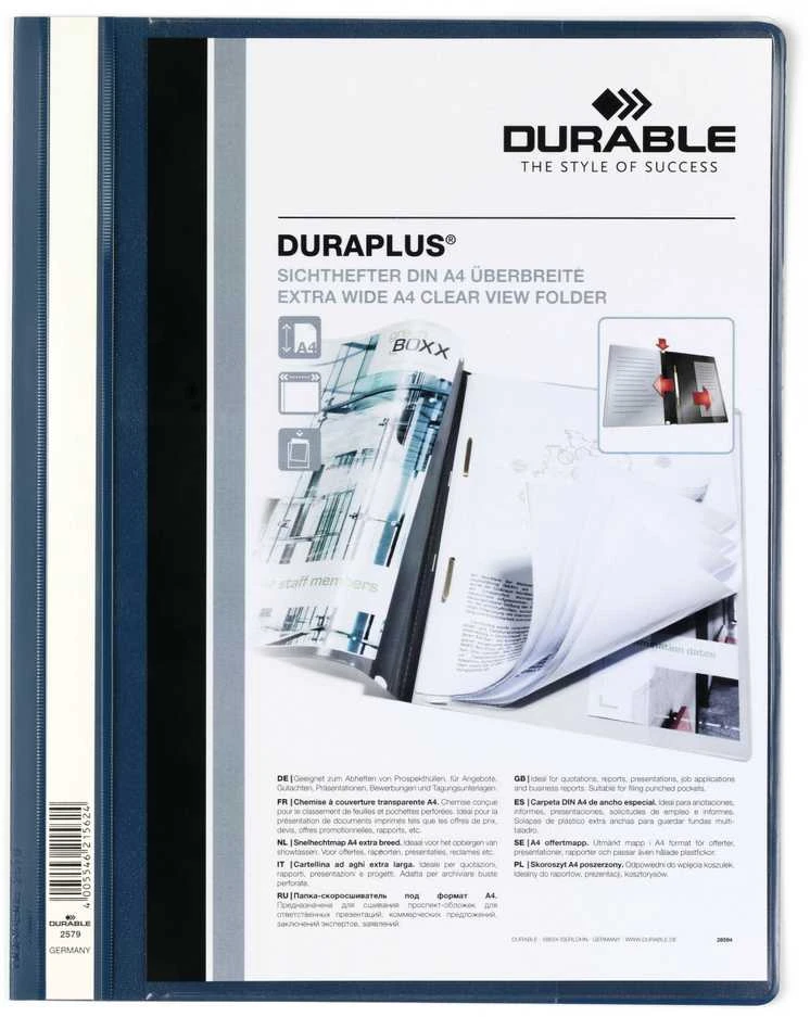Aplankas dokumentams su įsegėle ir kišene DURABLE DURAPLUS