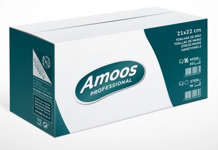 Servetėlės AMOOS Professional V-Fold, 21×22 cm, 2 sluoksniai, 200 lapelių