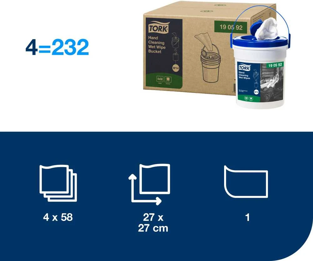 Servetėlės drėgnosios Tork Premium W14 (190592), 1 sluoksnis, baltos spalvos, 58 lapelių