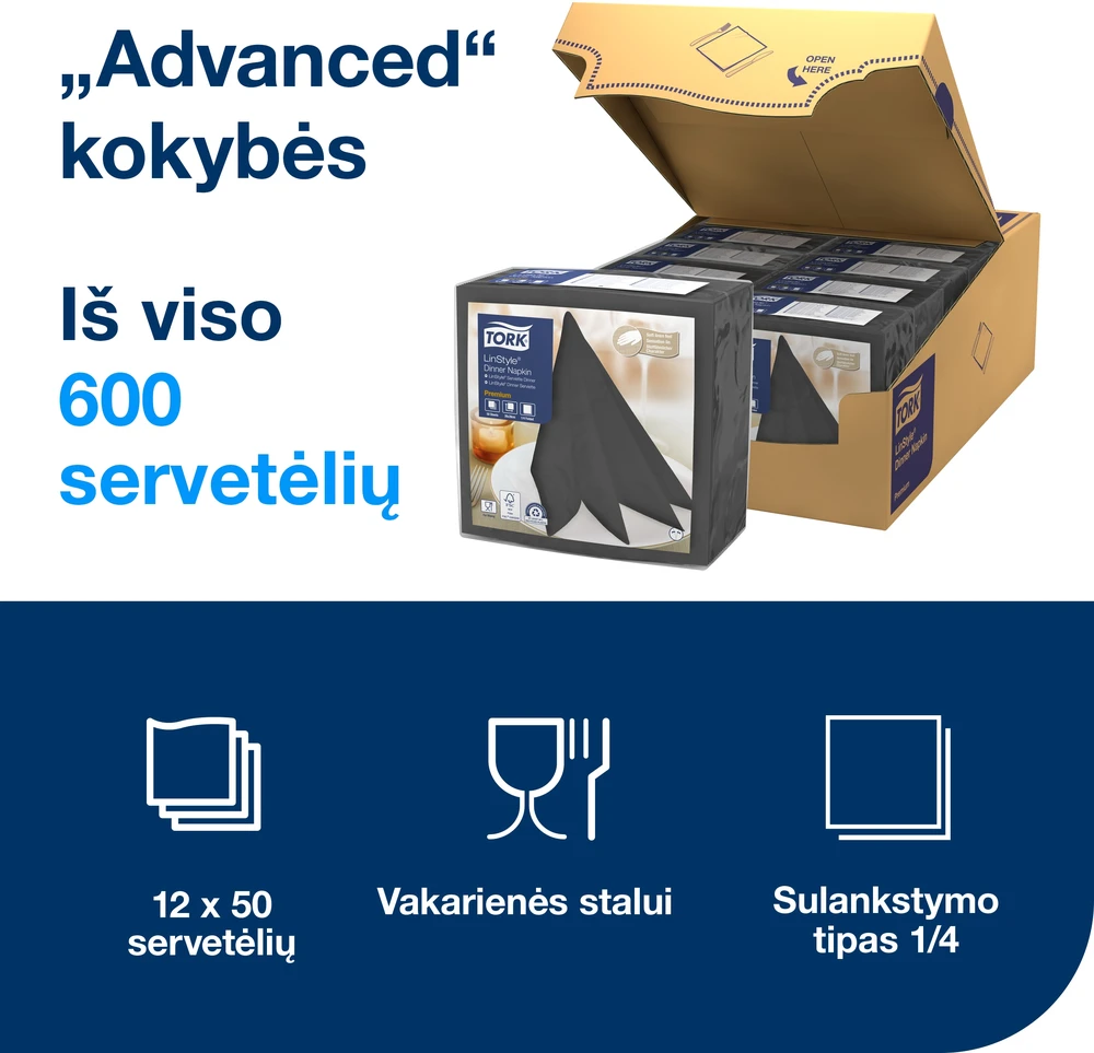 Servetėlės Tork LinStyle (478727), vakarienės, 1 sluoksnis, 50vnt.,kakavinės spalvos