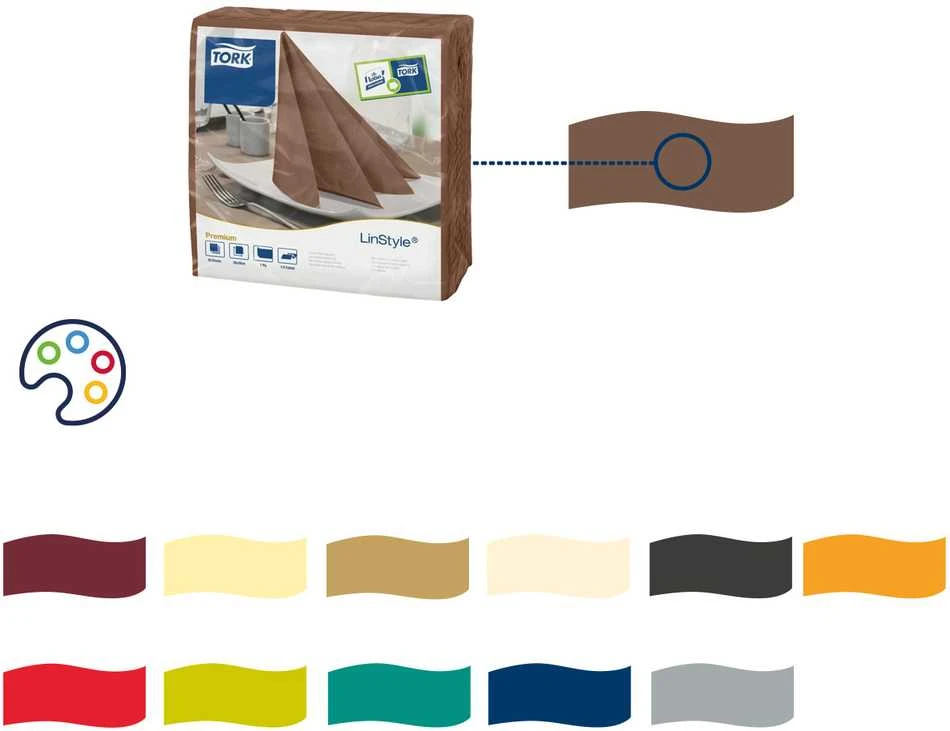 Servetėlės Tork LinStyle (478727), vakarienės, 1 sluoksnis, 50vnt.,kakavinės spalvos