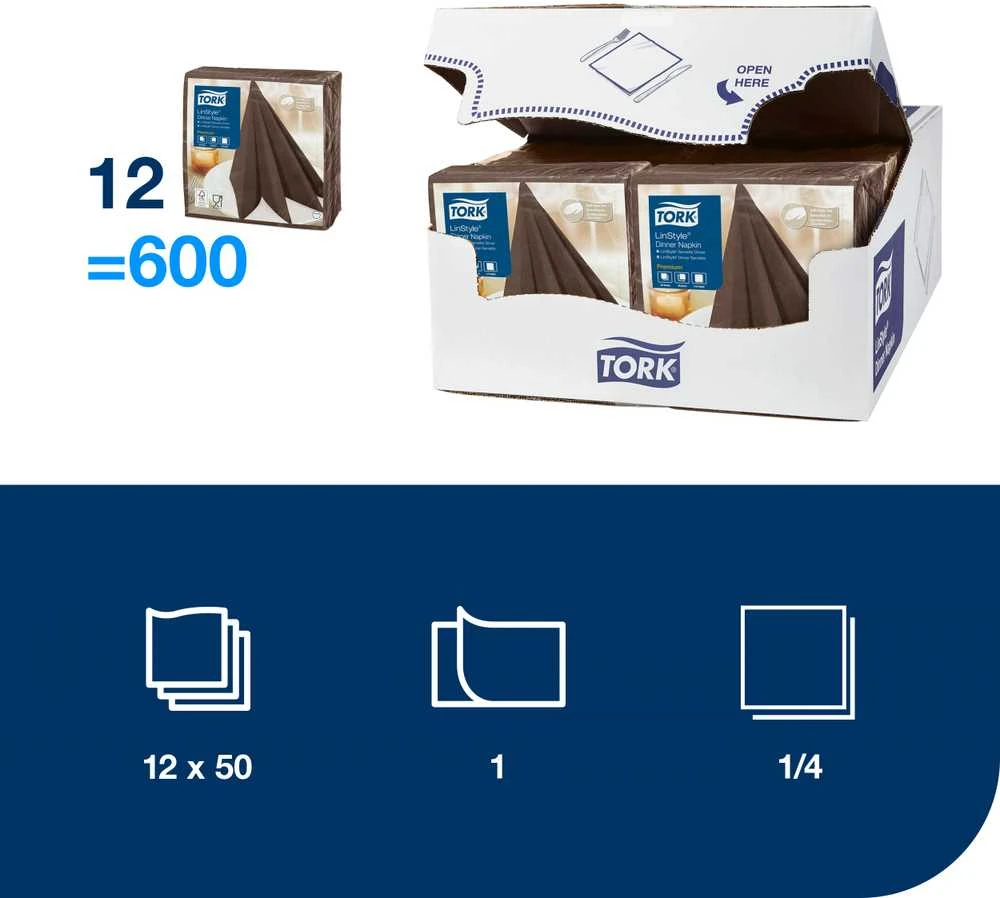 Servetėlės Tork LinStyle (478727), vakarienės, 1 sluoksnis, 50vnt.,kakavinės spalvos