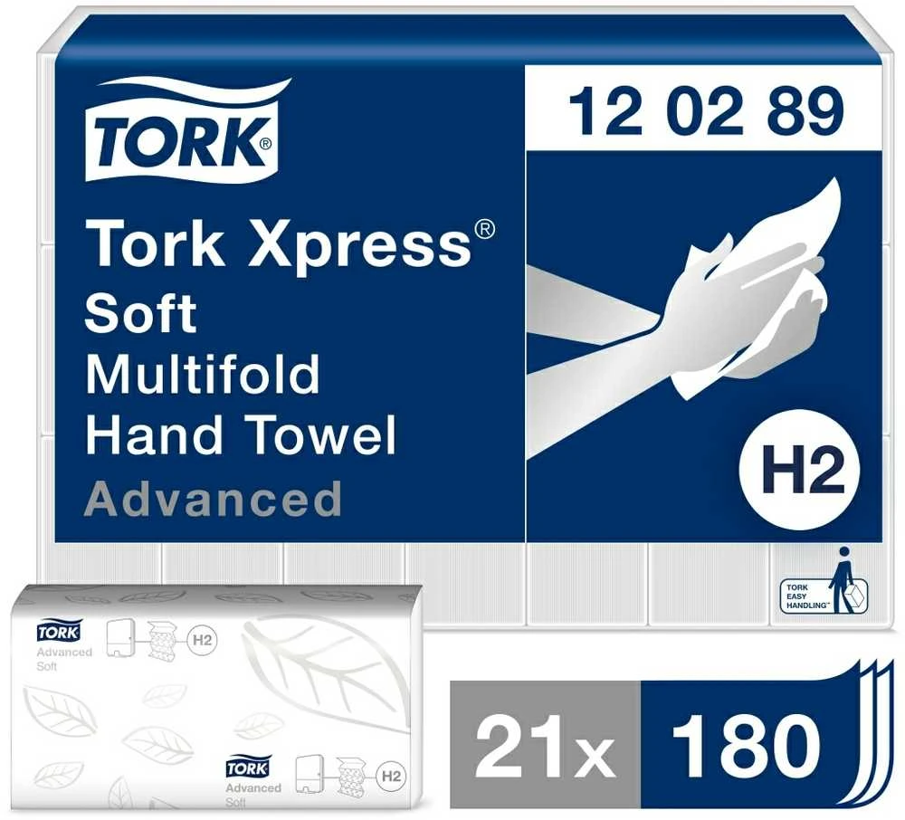 Servetėlės Tork Multifold Advanced Soft H2 (120398), 2 sluoksniai, baltos spalvos, 180 lapelių