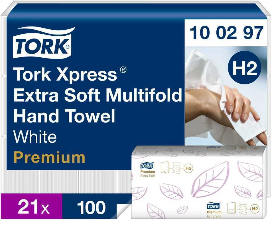 Servetėlės Tork Multifold Premium Extra Soft H2 (100297), 2 sluoksniai, baltos spalvos, 100 lapelių