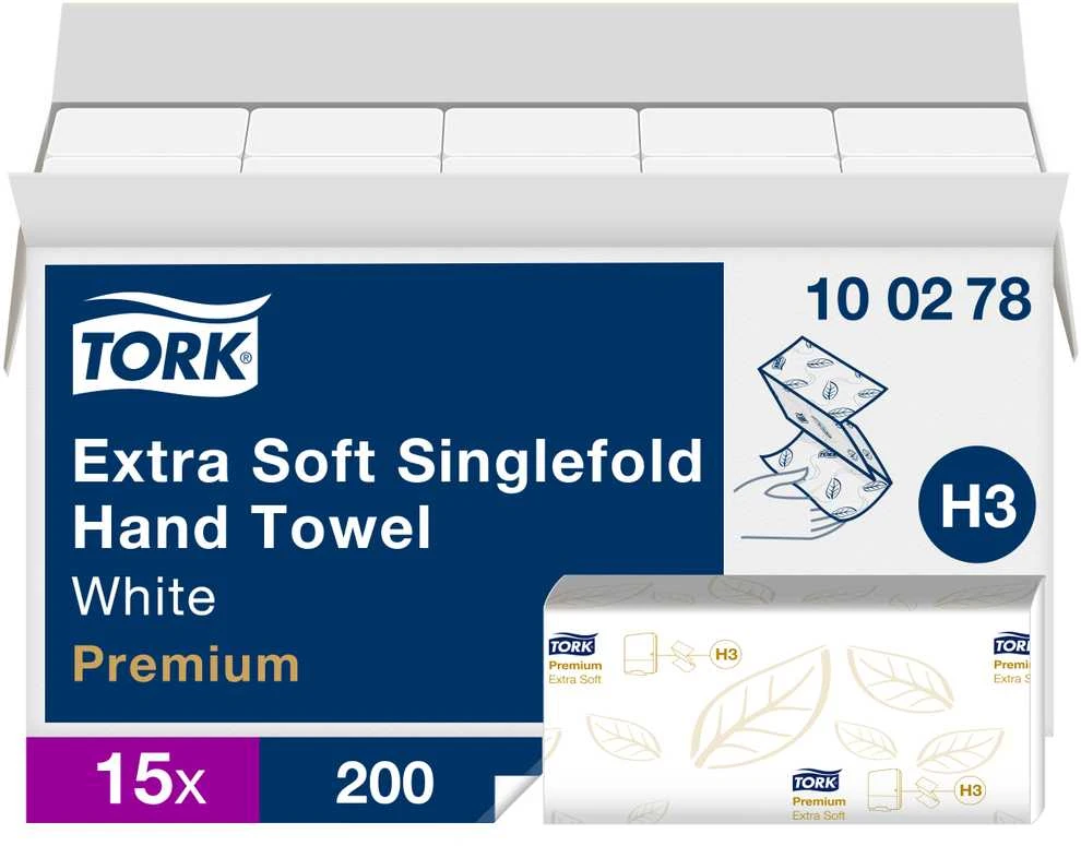 Servetėlės Tork Singlefold Soft Premium H3 (100278), 2 sluoksniai, baltos spalvos, 200 lapelių