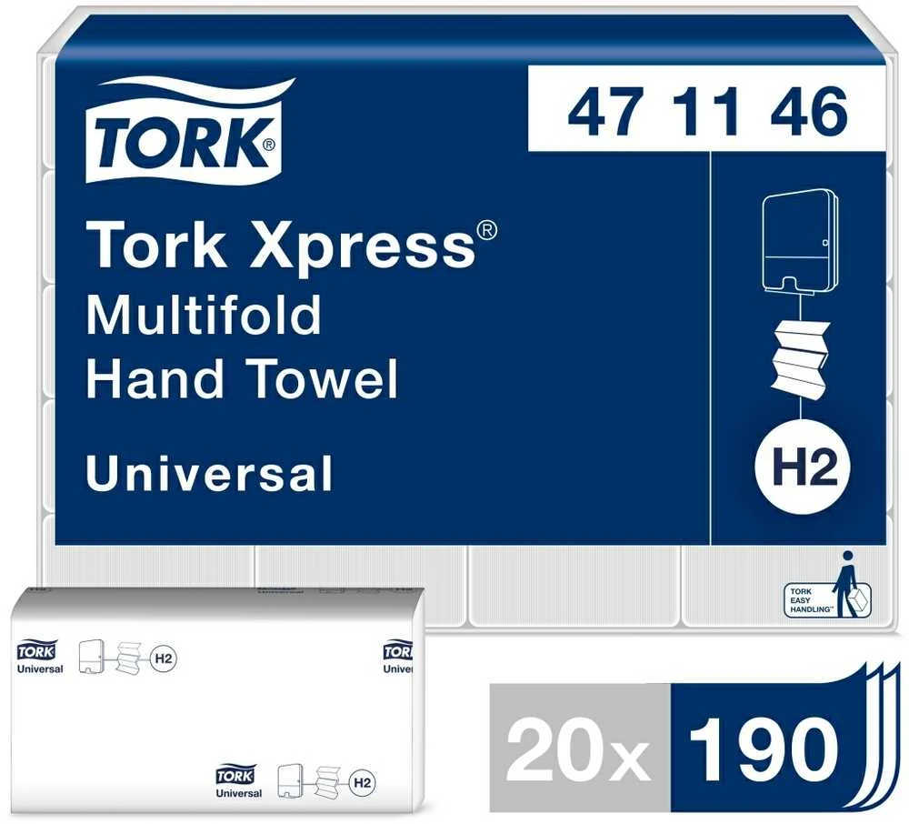 Servetėlės Tork Xpress Multifold Universal H2 (471146), 2 sluoksniai, 190vnt., baltos spalvos (EKO)