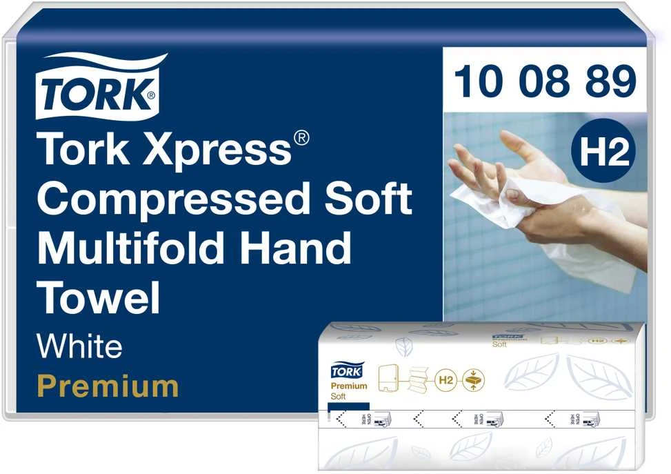 Tork Xpress Soft Multifold suspausti minkšti popieriniai rankšluosčiai, H2 100889, 2 sl., 225 serv., 22,2x24 cm, balta sp.