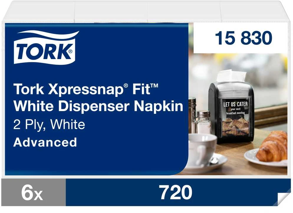 Servetėlės Tork Xpressnap Fit, N14 (15830), 2 sluoksnių, baltos spalvos, 6 pak