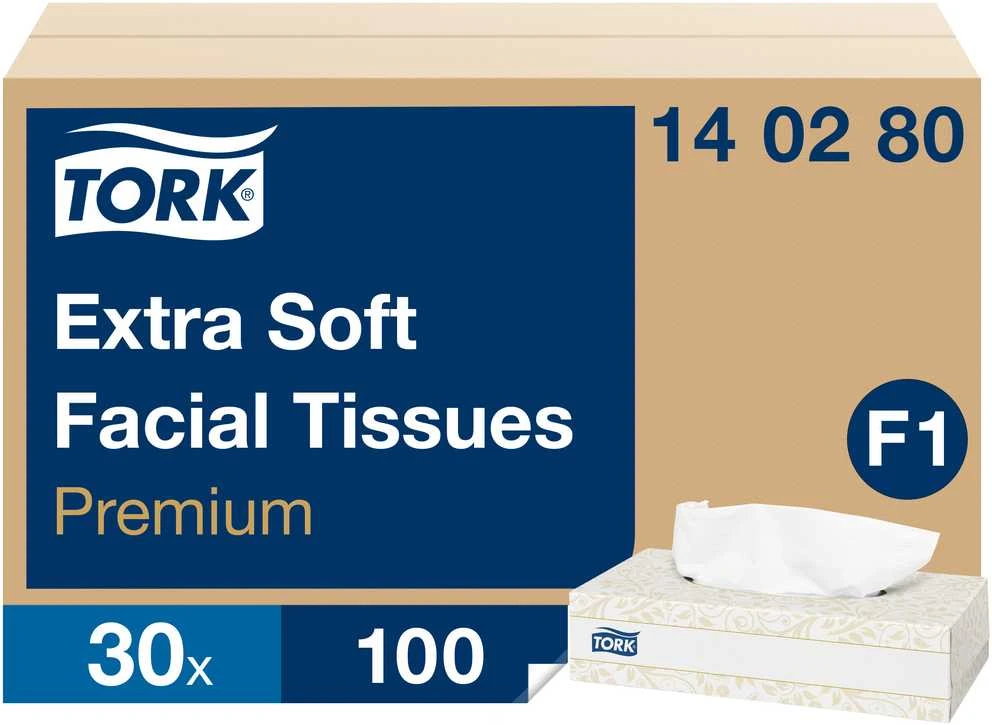 Servetėlės veidui Tork Premium Facial F1 (140280), 2 sluoksniai, baltos spalvos, 100 vnt, dėžutėje