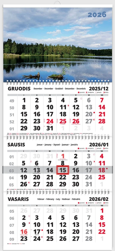 Sieninis kalendorius Triple Abstrakcija 3 mėnesių 3 spiralių