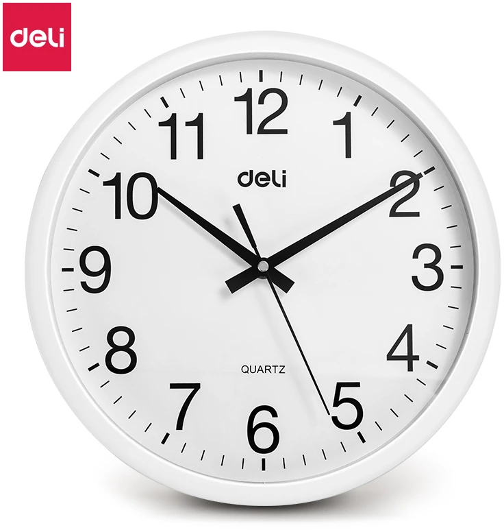 Sieninis laikrodis Deli 9005, ø30 cm, juodos spalvos rėmelis