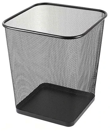 Šiukšliadėžė Forpus, metalinė, kvadratinė, perforuota juodos spalvos