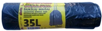 Plasta Šiukšlių maišai, 35l, Paclan, 25mik, 15vnt., juodos spalvos, užrišami