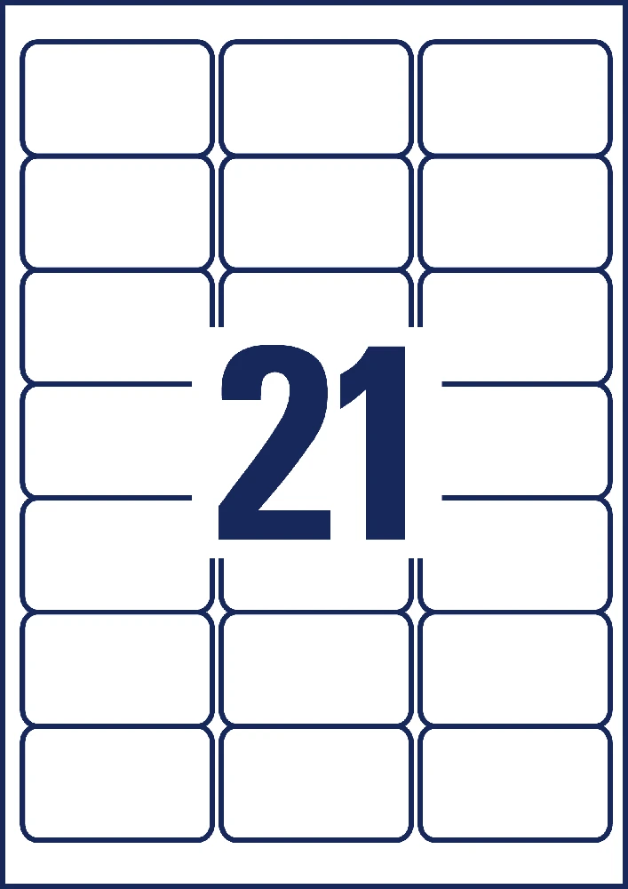 Skaidrios lipnios etiketės Avery Zweckform, A4, 63,5×38,1mm, 21 etiketės lape, 25 lapai
