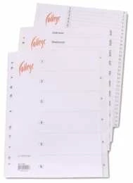 Skiriamieji lapai College, A4, 1-10, plastikiniai, baltos spalvos, numeruoti