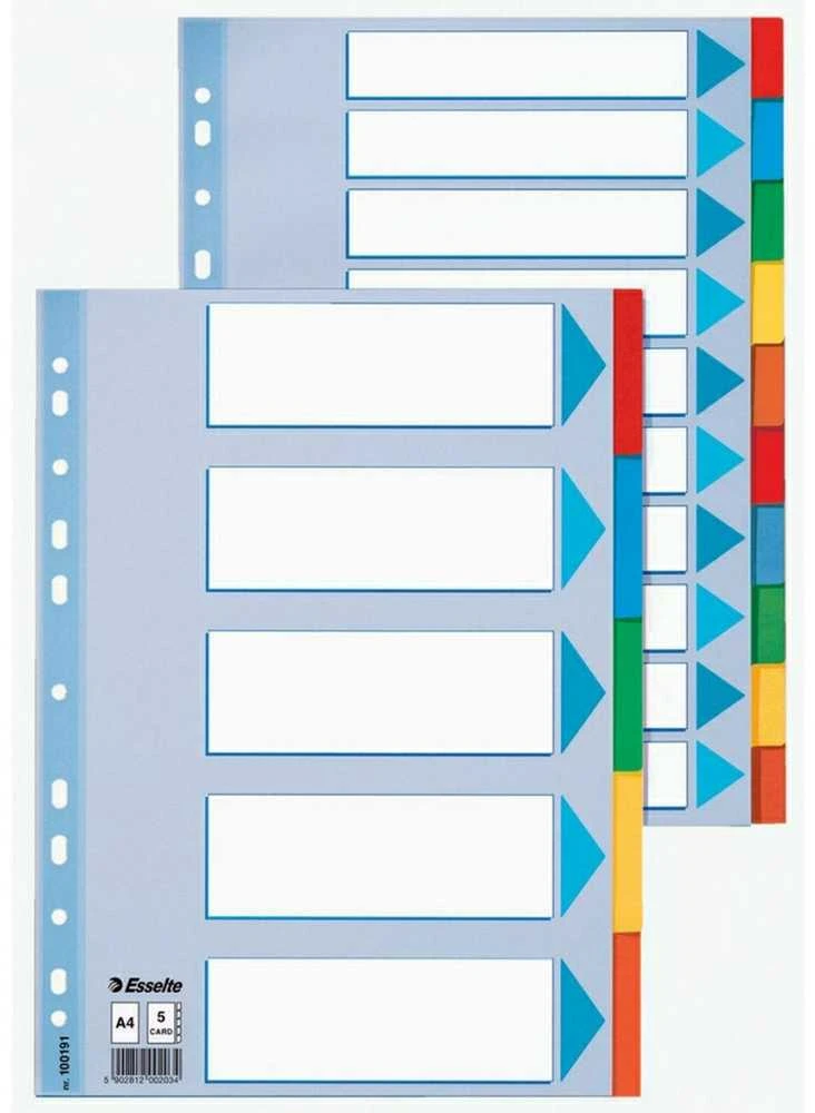 Skiriamieji lapai Esselte, A4, 1-5 spalvos, kartoniniai
