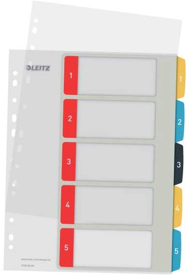 Skiriamieji lapai Leitz Cosy 1-5, Spausdinami, PP, įvairių spalvų