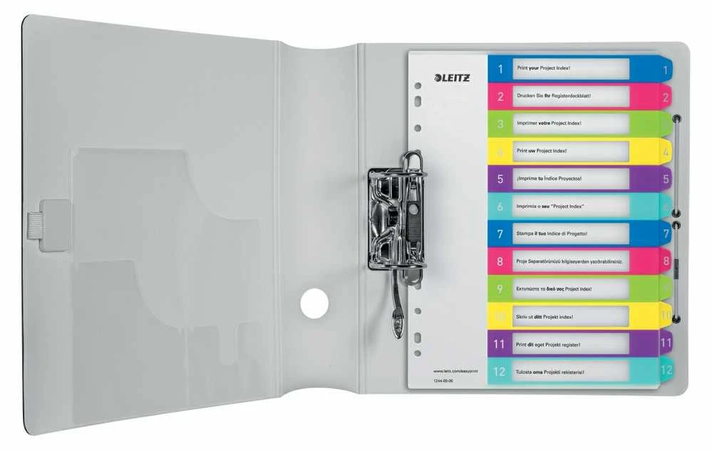 Skiriamieji lapai Leitz WOW Print, A4+, 1-12, plastikiniai, įvairių spalvų