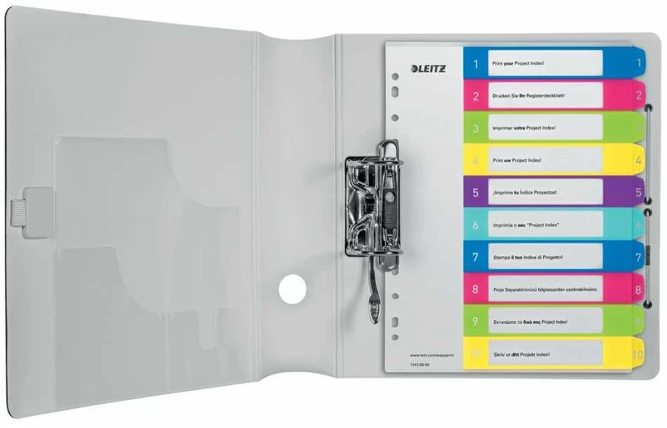 Skiriamieji lapai Leitz WOW Print, A4+, 1-10, plastikiniai, įvairių spalvų
